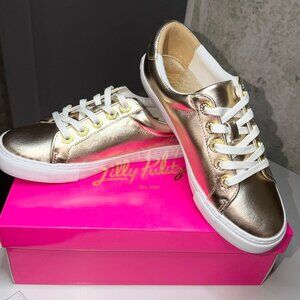 Lilly Pulitzer Lux Hallie Sneakers in Gold Metallic Leather - 9M